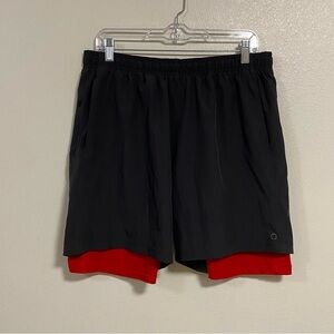 Skora Shorts Men's Size Large Charcoal Red Athletic Shorts Qwick Dry workout
